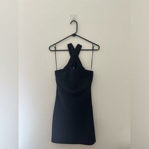 Topshop Cross Front Mini Dress in Black